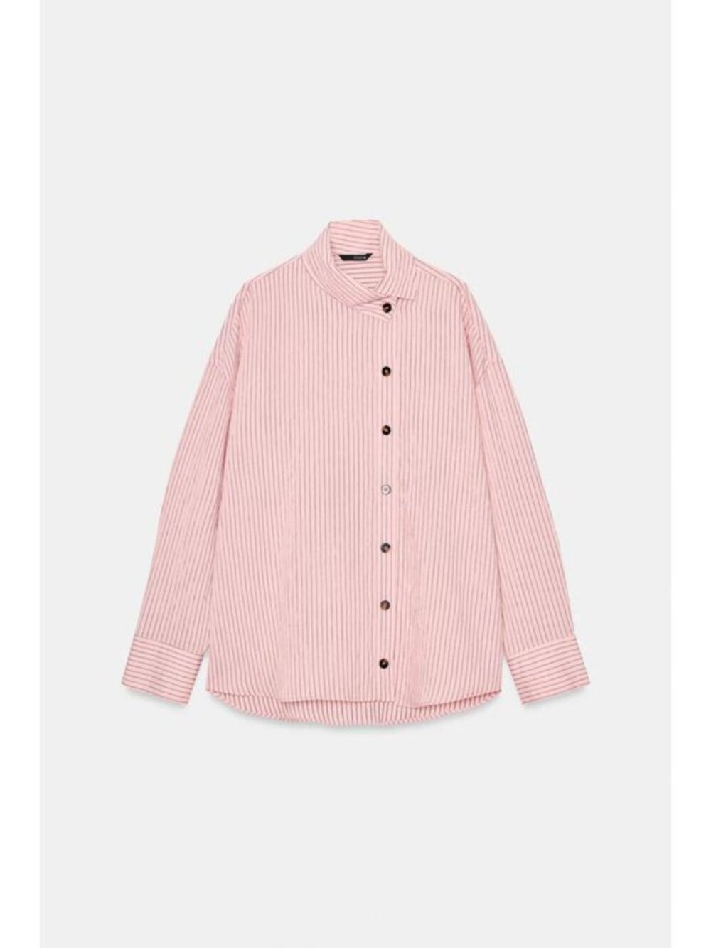 ZARA STRIPED HIGH NECK SHIRT - Picture 1 of 9